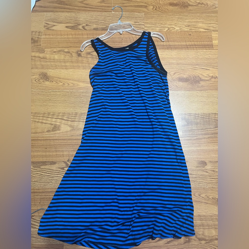 Black and blue striped dress